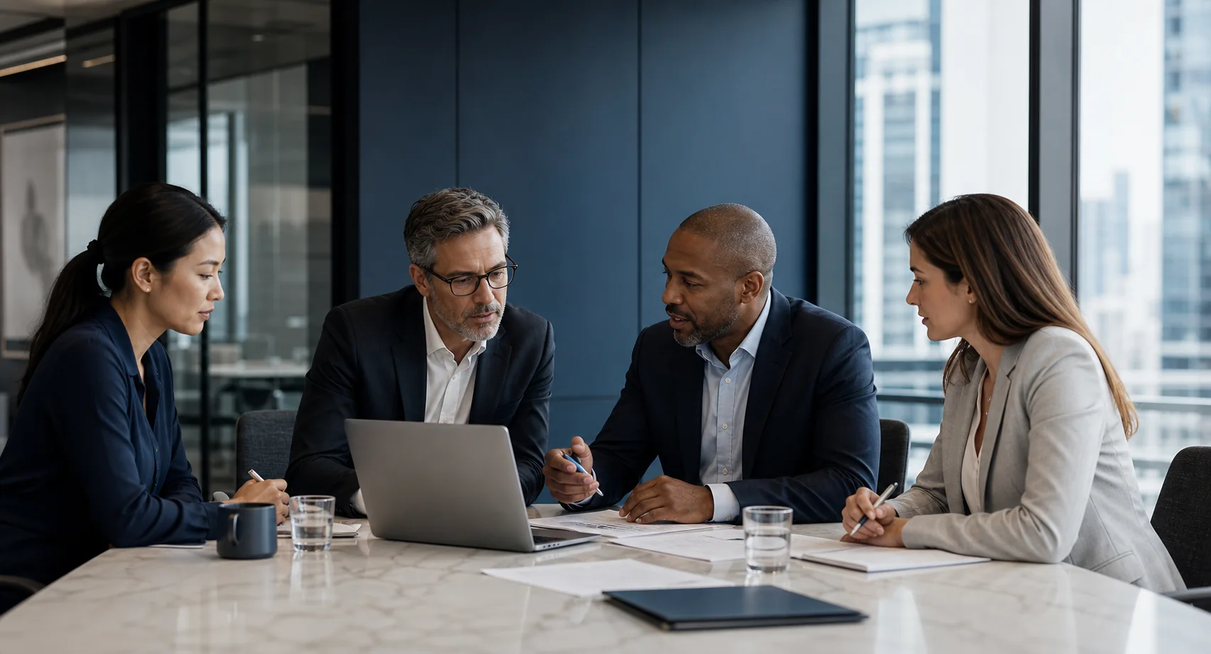 International consulting team in a strategy meeting